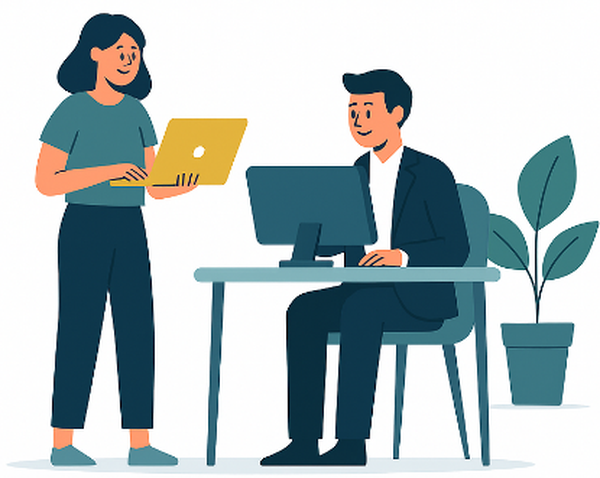 Ilustración personas y empresa